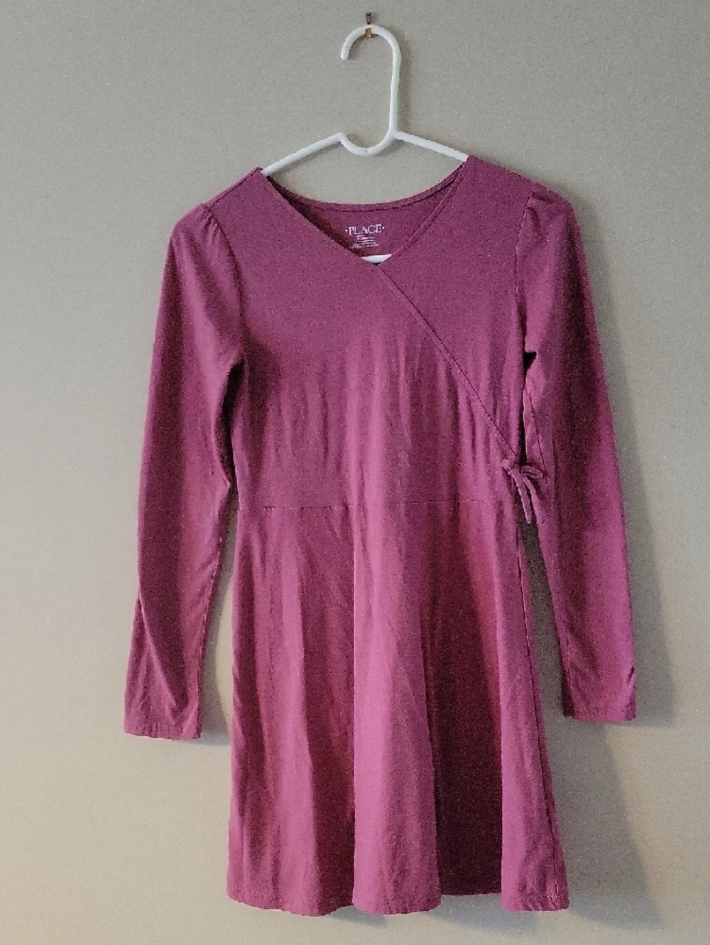 Long Sleeve Wrap-Style Pink Dress - Picture 4 of 6